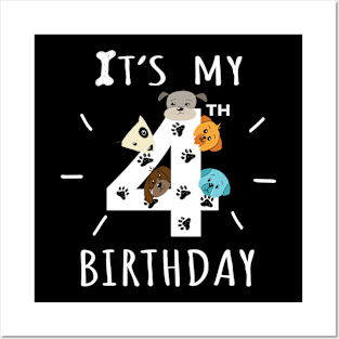 It's My 4th Birthday Dog Lover Theme 4 Years Old Puppy product Posters and Art